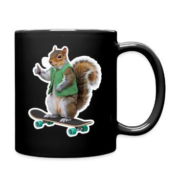 Skaterhörnchen - Voll auf Achse - Tasse einfarbig - Schwarz - Rechts