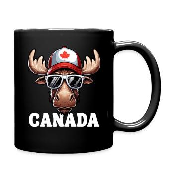 Kanada Elch Ahornblatt Sonnenbrille Kappe Lustig - Tasse einfarbig - Schwarz - Rechts