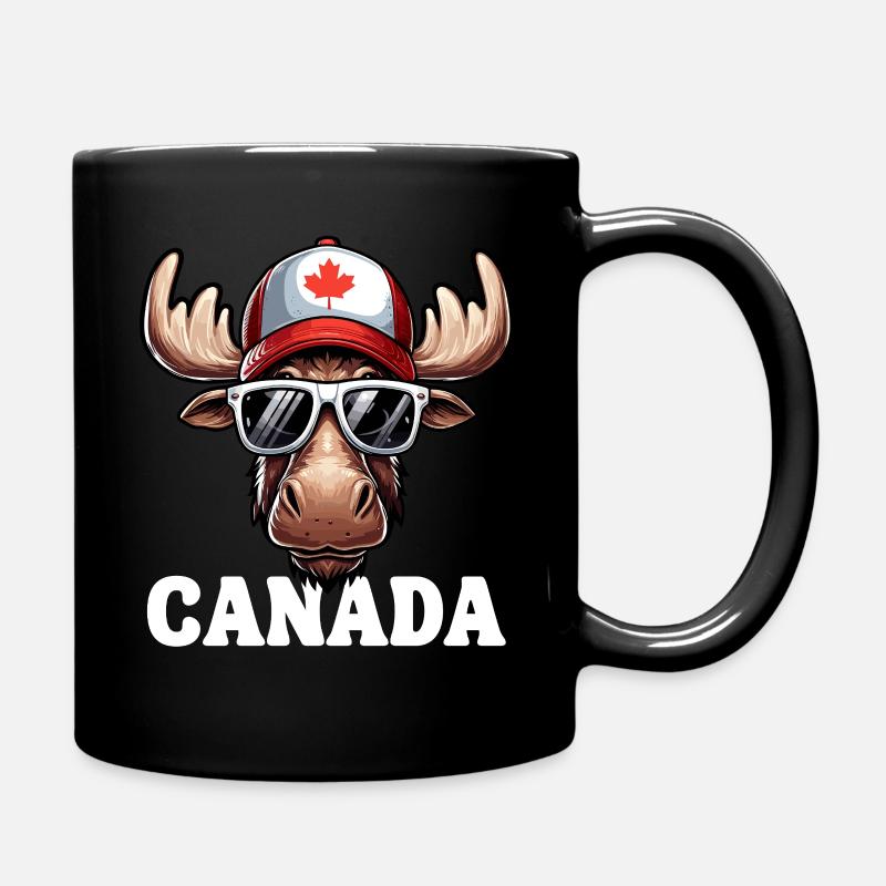 Kanada Elch Ahornblatt Sonnenbrille Kappe Lustig - Tasse einfarbig - Schwarz