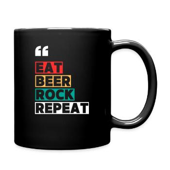 Rock Festival - Eat Beer Rock Repeat - Retro Style - Full Colour Mug - black - Right
