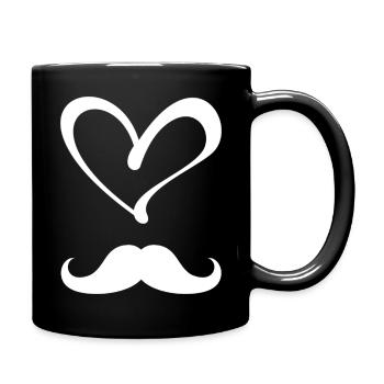 Love Moustache Gentleman Hipster - Full Colour Mug - black - Right
