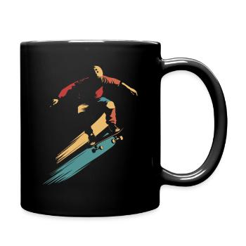 Skateboard Retro vintage Skating Skateboarding - Tasse einfarbig - Schwarz - Rechts