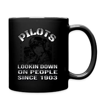 Ultraleicht Pilot Motorflieger Segelflieger Hangar - Tasse einfarbig - Schwarz - Rechts