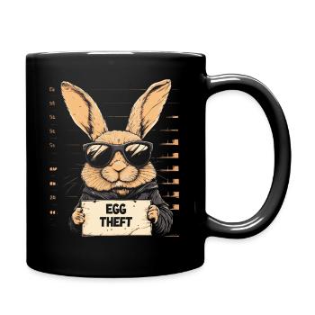 Hase Eierdieb Osterhase Mugshot Polizeifoto Ostern - Tasse einfarbig - Schwarz - Rechts
