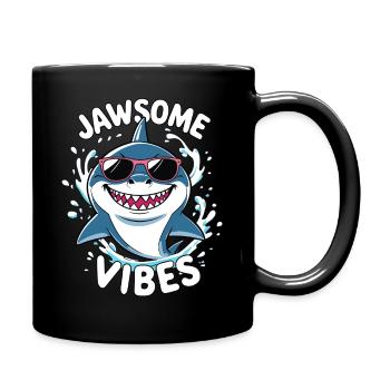 Jawsome Vibes - Cool Shark with Sunglasses - Full Colour Mug - black - Right