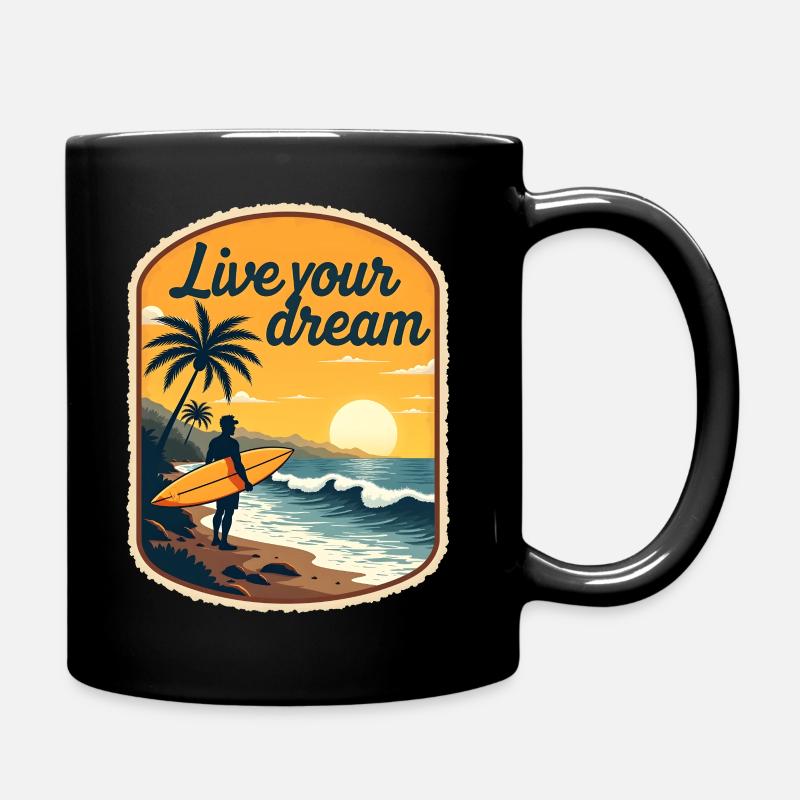 Surf Inspiration retro Vivez votre rêve - Mug uni - noir