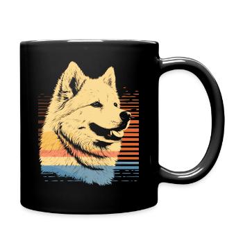 Samoyed Vintage Portrait - Full Colour Mug - black - Right