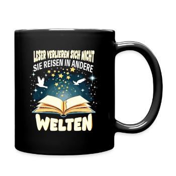 Leser lesen in andere Welten - T-Shirt, Geschenk - Tasse einfarbig - Schwarz - Rechts