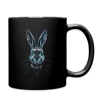 Hase Oster Hasen Ostern happy Tier Neon - Tasse einfarbig - Schwarz - Rechts