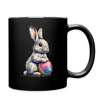 Lapin de Pâques mignon et câlin avec un œuf de Pâques coloré - Mug uni - noir - Droite