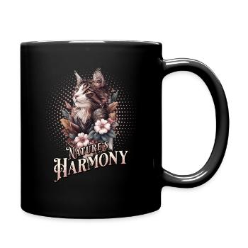 Nature in Harmony - The Blooming Cat - Tasse einfarbig - Schwarz - Rechts