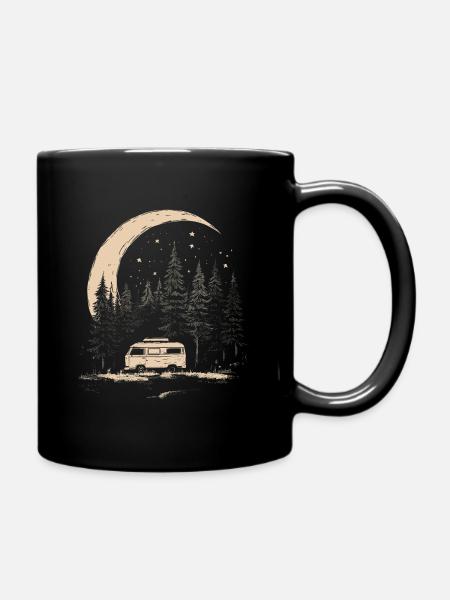 Camper Mond Wald - Tasse einfarbig - Schwarz