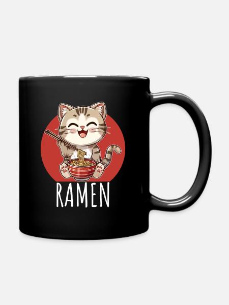 Ramen Kawaii Katze Japan Anime Manga Cat Neko - Tasse einfarbig - Schwarz