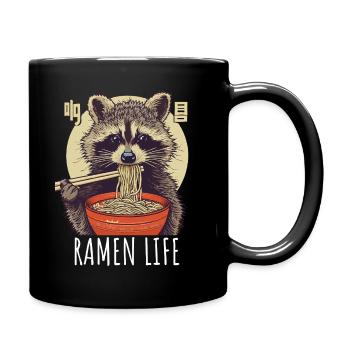 Ramen Life Waschbär Kawaii Japan - Tasse einfarbig - Schwarz - Rechts