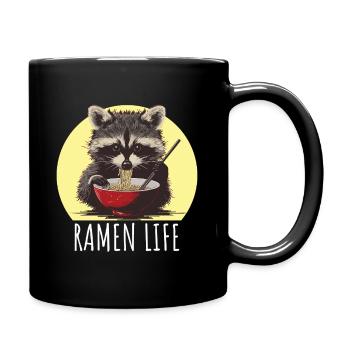 Waschbär süß mit Ramen Life Kawaii Japan - Tasse einfarbig - Schwarz - Rechts