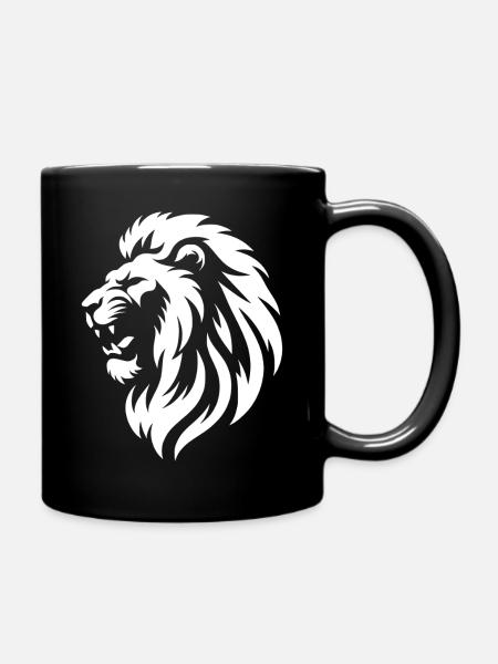 Lion Head Silhouette - Full Colour Mug - black