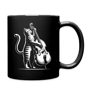 Cat spielt den Kontrabass - Tasse einfarbig - Schwarz - Rechts