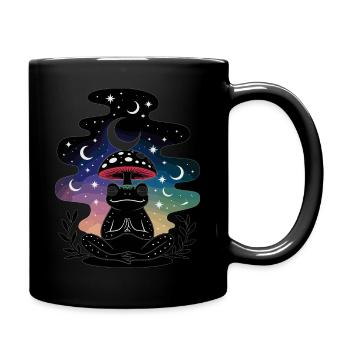 Meditating frog under the moon & stars - Full Colour Mug - black - Right