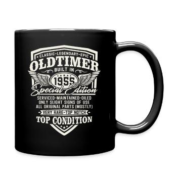 Oldtimer Baujahr 1955 Jahrgang Geburtstag Geschenk - Tasse einfarbig - Schwarz - Rechts