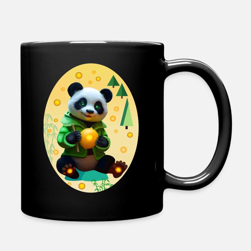 Cyber Panda With Neon Lemon - Full Colour Mug - black