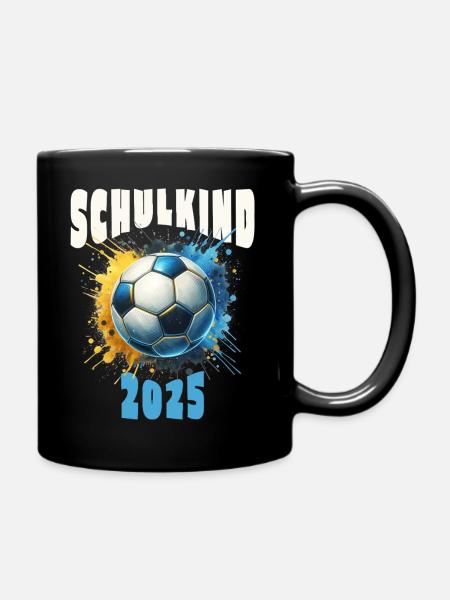Einschulung Schulkind 2025 Fußball - Tasse einfarbig - Schwarz