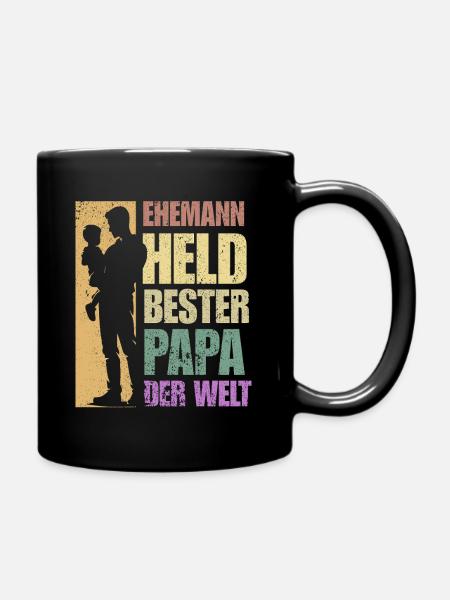 Ehemann und Held, Bester Papa der Welt - Tasse einfarbig - Schwarz