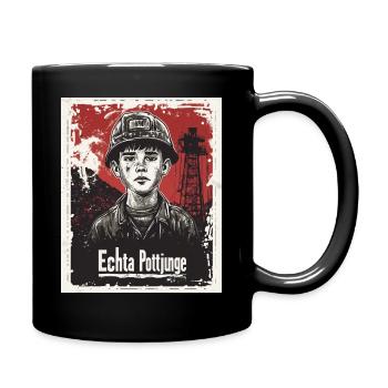 Echta Pottjunge – Ruhrpott-Design mit Herz und Koh - Tasse einfarbig - Schwarz - Rechts