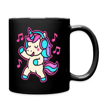Tanzendes Einhorn mit Kopfhörern – Fun Music Vibes - Tasse einfarbig - Schwarz - Rechts