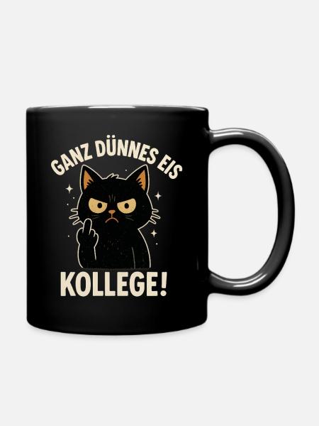 Good Morning sehr dünnes Eis Katze Kaffee - Tasse einfarbig - Schwarz