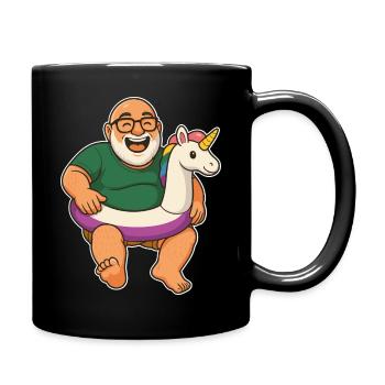 Einhorn-Schwimmring – perfekt für Strand - Tasse einfarbig - Schwarz - Rechts