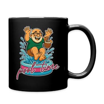 This cheerful grandpa jumps into the kitchen with coconut drink - Full Colour Mug - black - Right