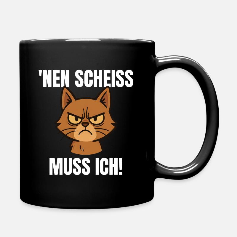 Lustige Katze Mittelfinger N Scheiß - Tasse einfarbig - Schwarz