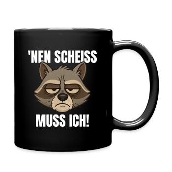 Raccoon with cheeky saying - Full Colour Mug - black - Right