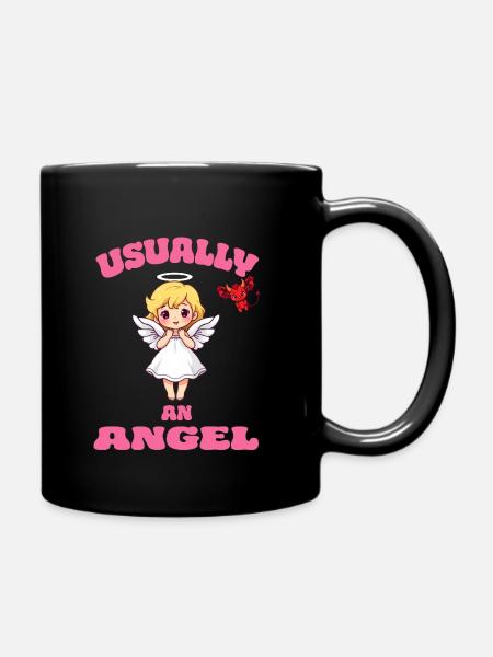 Angel Angel Devil Devil Sayings Girls Women - Full Colour Mug - black