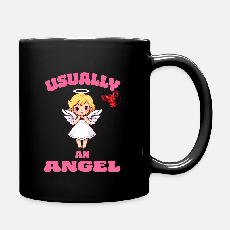 Engel Angel Teufel Devil Sprüche Mädchen Frauen - Tasse einfarbig - Schwarz