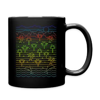 Tropische Landschaft (Strand, Linien) - Tasse einfarbig - Schwarz - Rechts