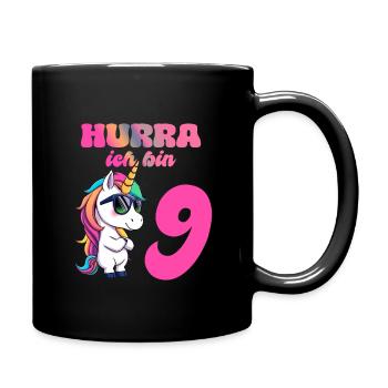 Licorne d’anniversaire des enfants de 9 ans - Hourra j’ai 9 ans - Mug uni - noir - Droite