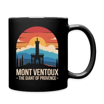 Mont Ventoux Silhouette and Iconic Tower - Full Colour Mug - black - Right