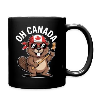 Castor humoristique avec une touche canadienne - Mug uni - noir - Droite