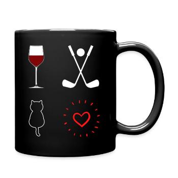 femme vin rouge golf et chat - Mug uni - noir - Droite