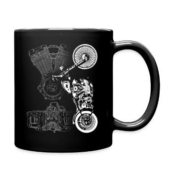 Motorrad, Biker, Motor, V-Twin, Biker - Tasse einfarbig - Schwarz - Rechts