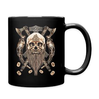Valhalla Sigil Viking Skull Skeleton Goth - Full Colour Mug - black - Right