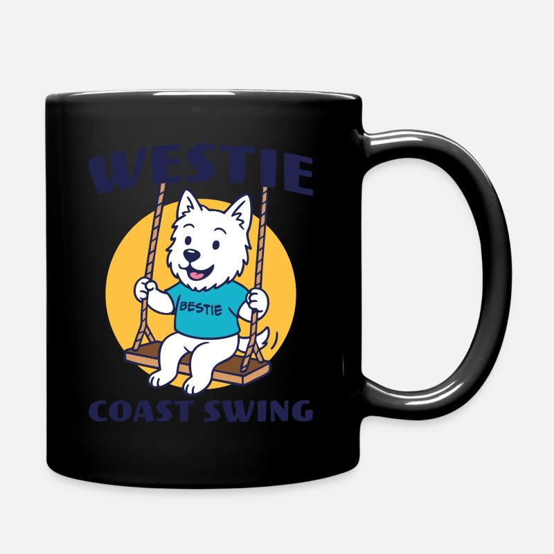 Westie Coast Schaukel Glücklicher Welpe Auf Einer Schaukel - Tasse einfarbig - Schwarz