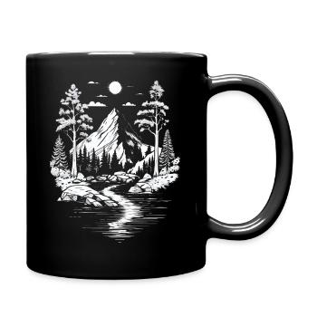 Nature Lovers Mountain Nature Landscape Trees River - Full Colour Mug - black - Right