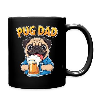 Pug Dad – Pug Owner with Beer, Gift - Full Colour Mug - black - Right