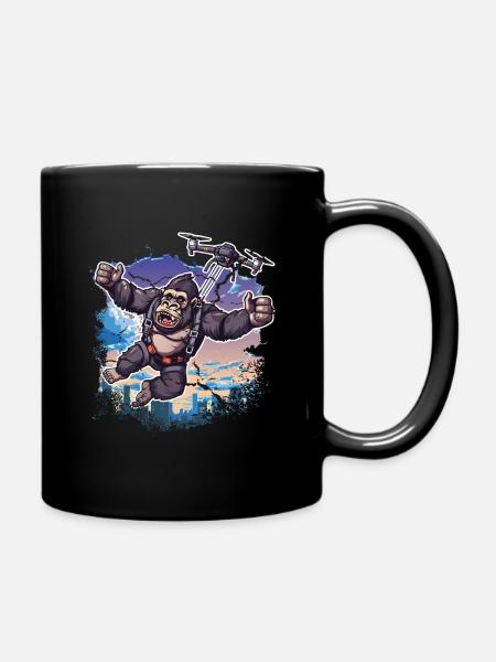 Gorilla Drohne Kinder lustig - Tasse einfarbig - Schwarz
