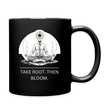 Root Meditation Flower Mandala - Full Colour Mug - black - Right