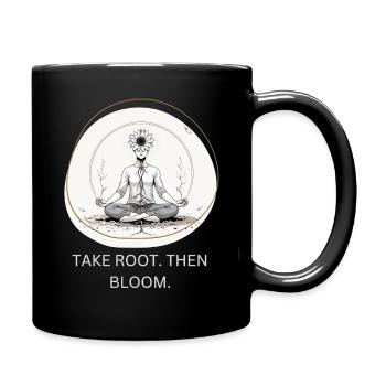 Blumen-Meditiation mit Wurzelverbindung - Tasse einfarbig - Schwarz - Rechts