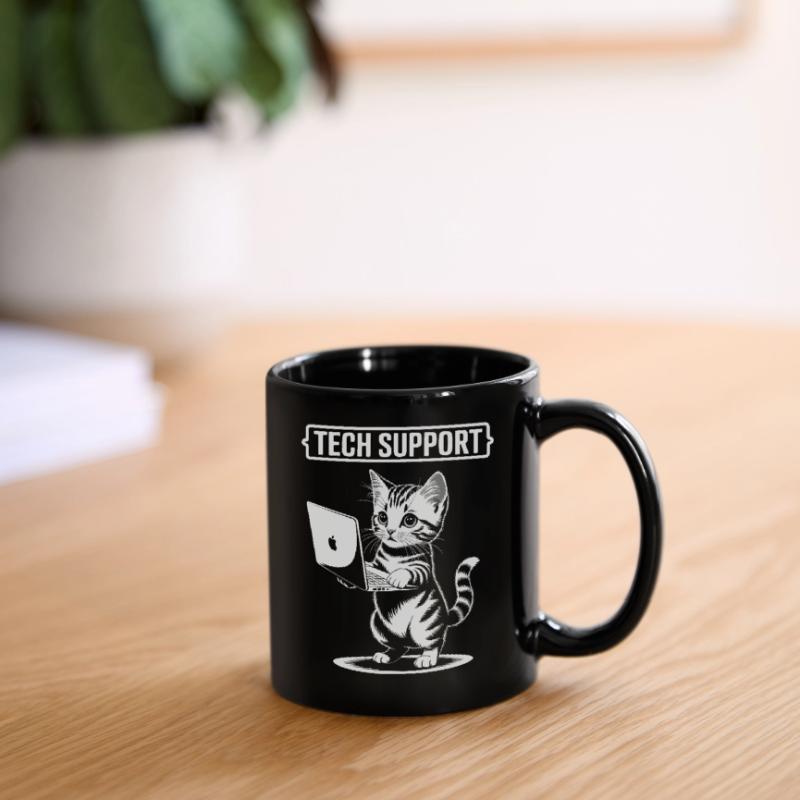 Funny Tech Support Cute Cat Ironic IT Full Colour Mug