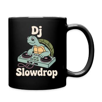 DJ Slowdrop Turtle at the DJ booth - Full Colour Mug - black - Right